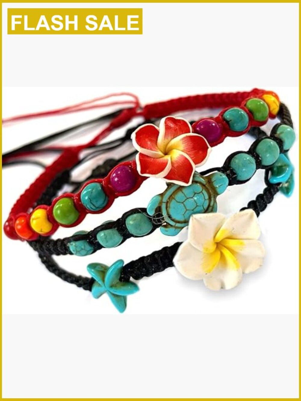 Resin Wax Rope Starfish Anklet Bracelet Adjustable 6.5-12 inch
